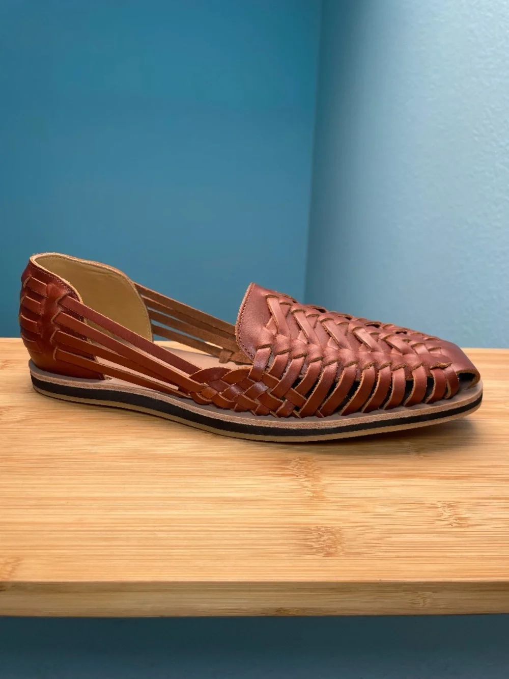 Nisolo Huarache Leather Sandals Men's 11 Brandy Brown Woven New w/ Box Dust Bag